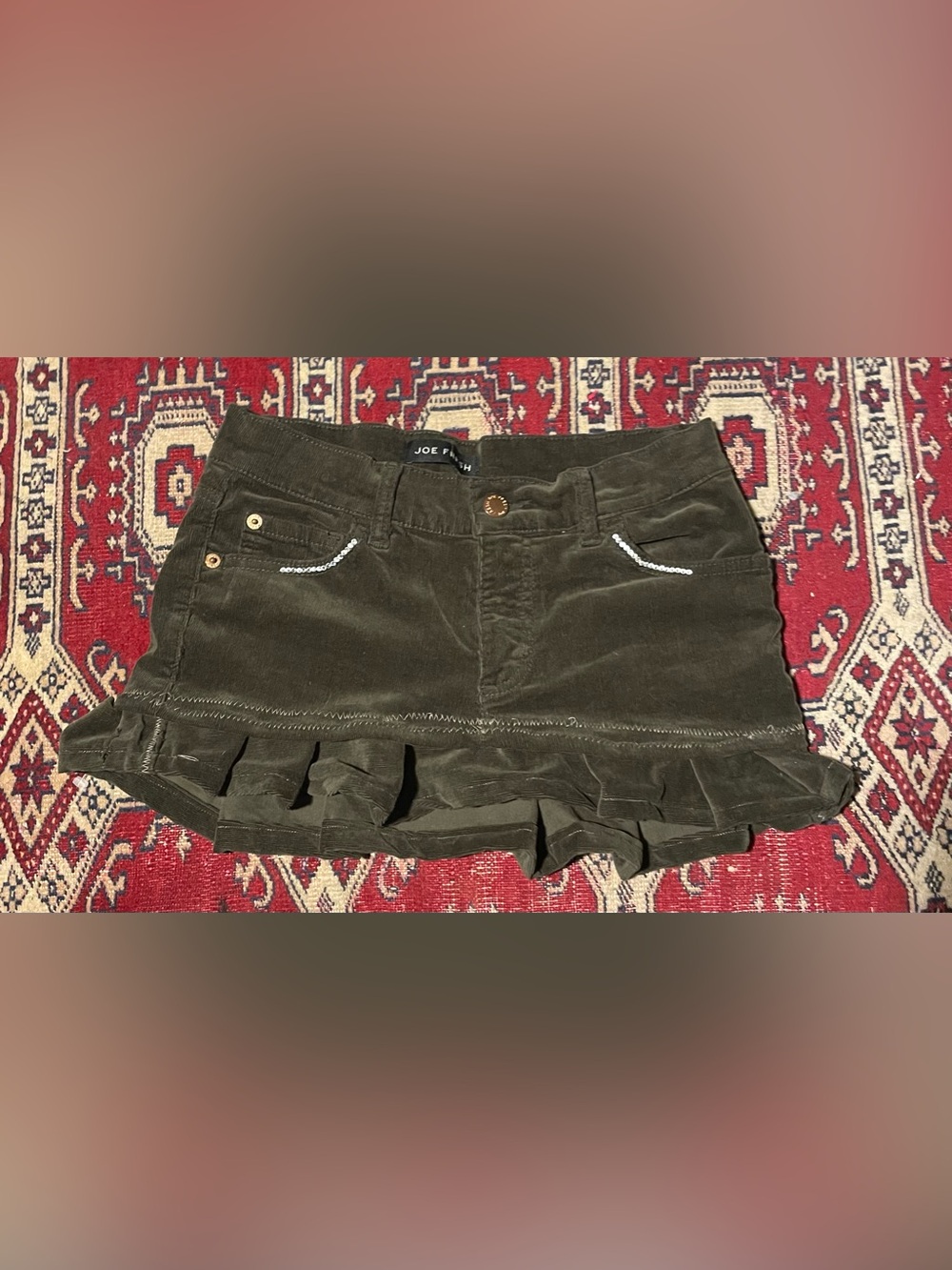 Corduroy hand bedazzled mini skirt - Picture 2 of 2